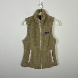 PATAGONIA Beige Los Gatos Fleece Vest Women's Small Sleeveless Fuzzy Winter Cozy